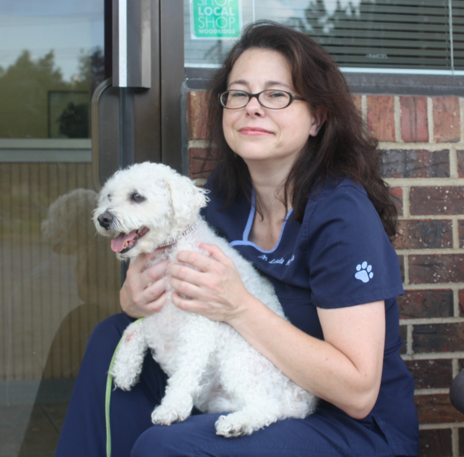 Dr. Linda Kopija and Bonnie the Bichon, Dr. Kopija has a special interest in surgery and is president of the Chicago Veterinary Medical Foundation Dr. Linda Kopija and Bonnie the Bichon, Dr. Kopija has a special interest in surgery and is president of the Chicago Veterinary Medical Foundation